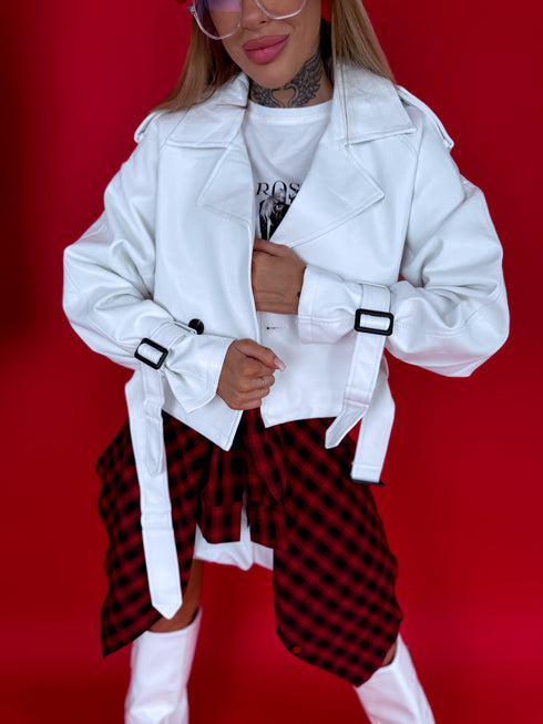 Leather imitation jacket "MATCHA CV2139" - WHITE